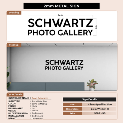 5mm Metal Sign For Scott Schwartz