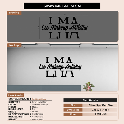 5MM Metal Sign For Leean godoy