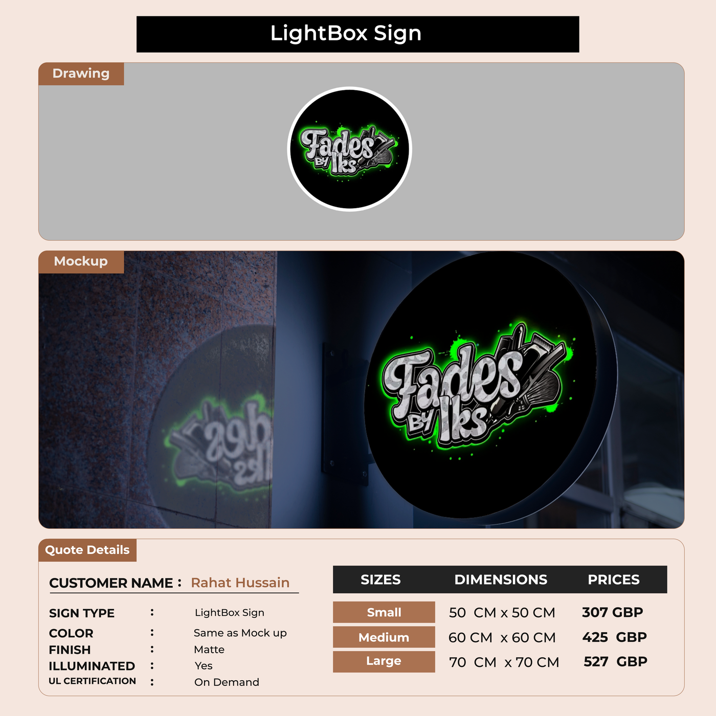 Custom Signs For Rahat Hussain