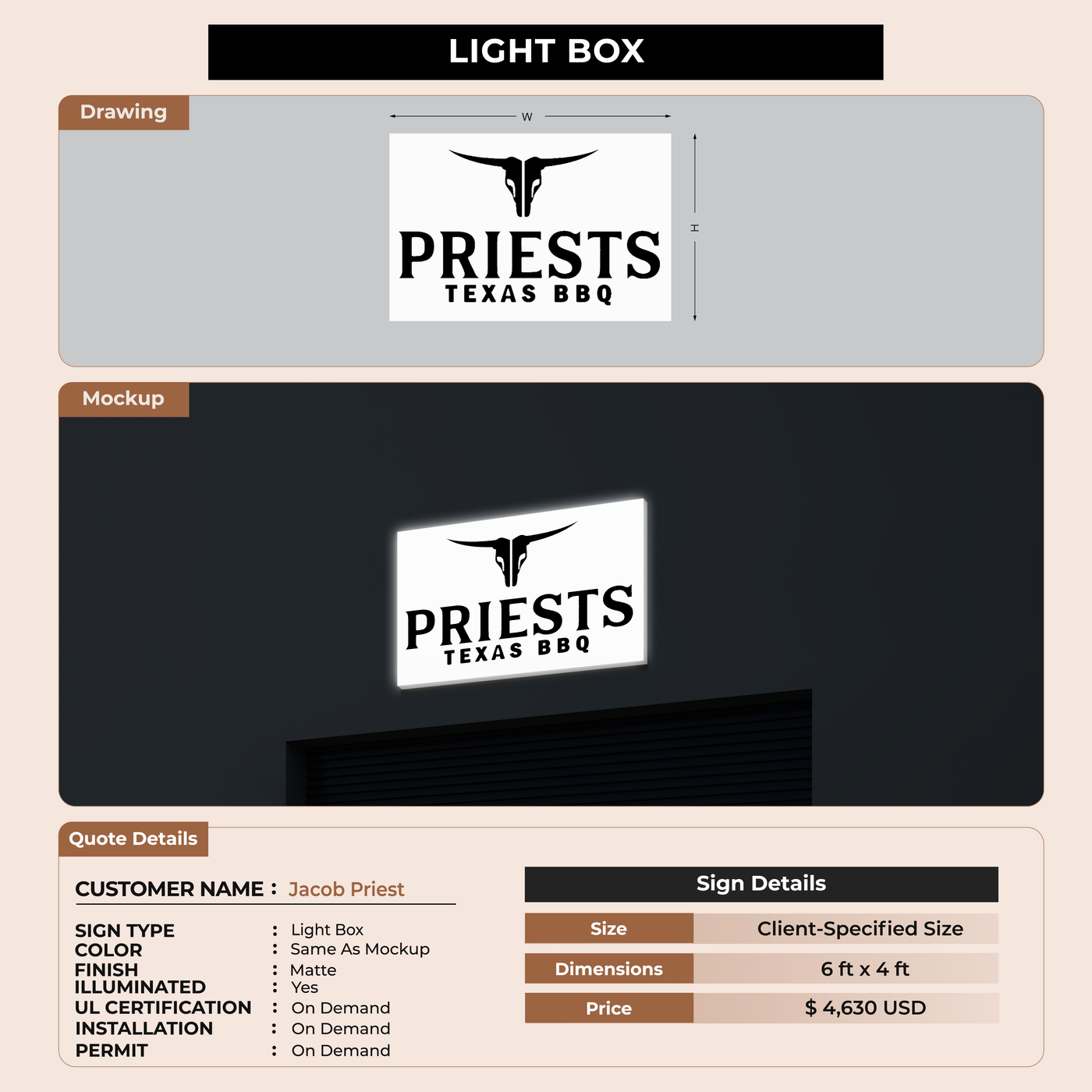 Custom Signs for Jacob Priest