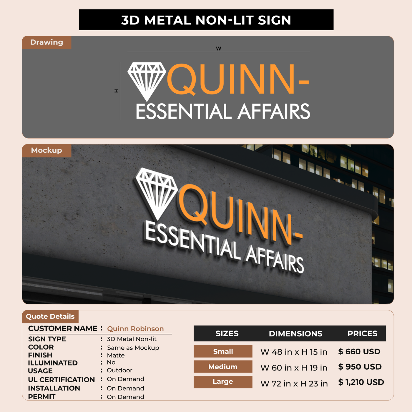 Business Signage for Quinn Robinson