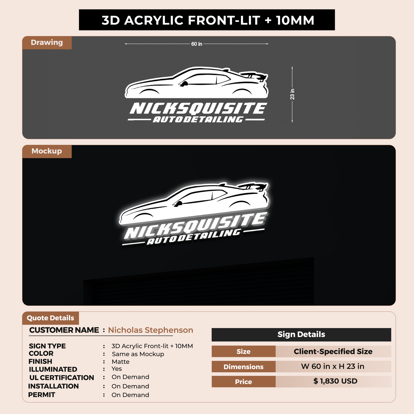 Custom Signs For Nicholas Stephenson
