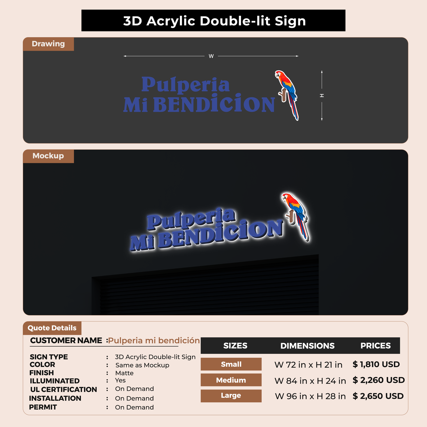Custom Signs For Pulperia mi bendición