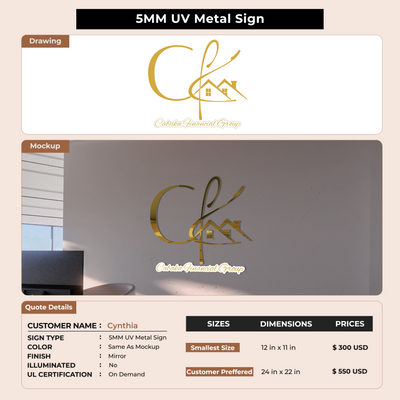 5MM UV Metal Sign For Cynthia