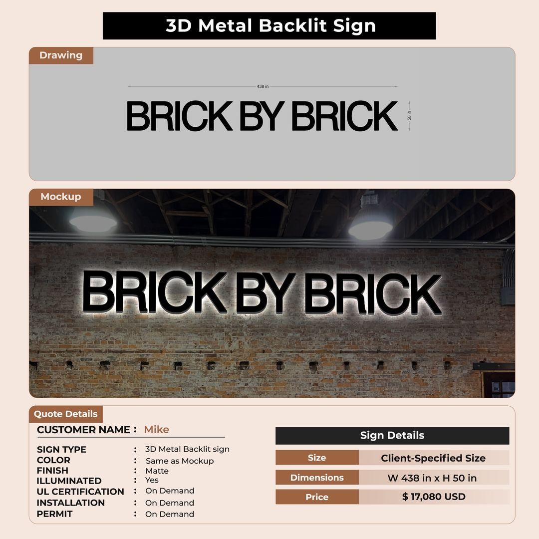 Metal Backlit Sign for Mike
