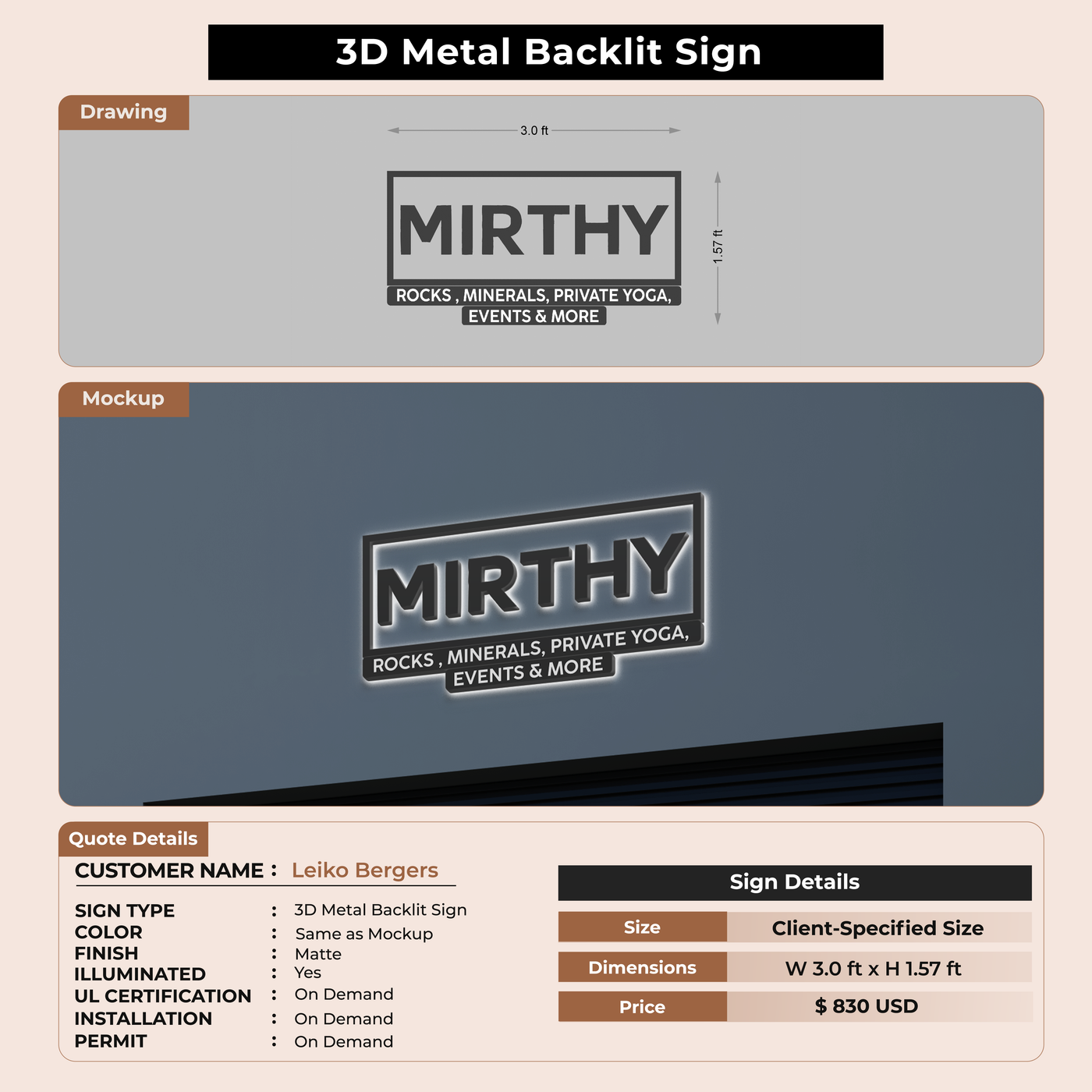 Custom Signs for Leiko Bergers