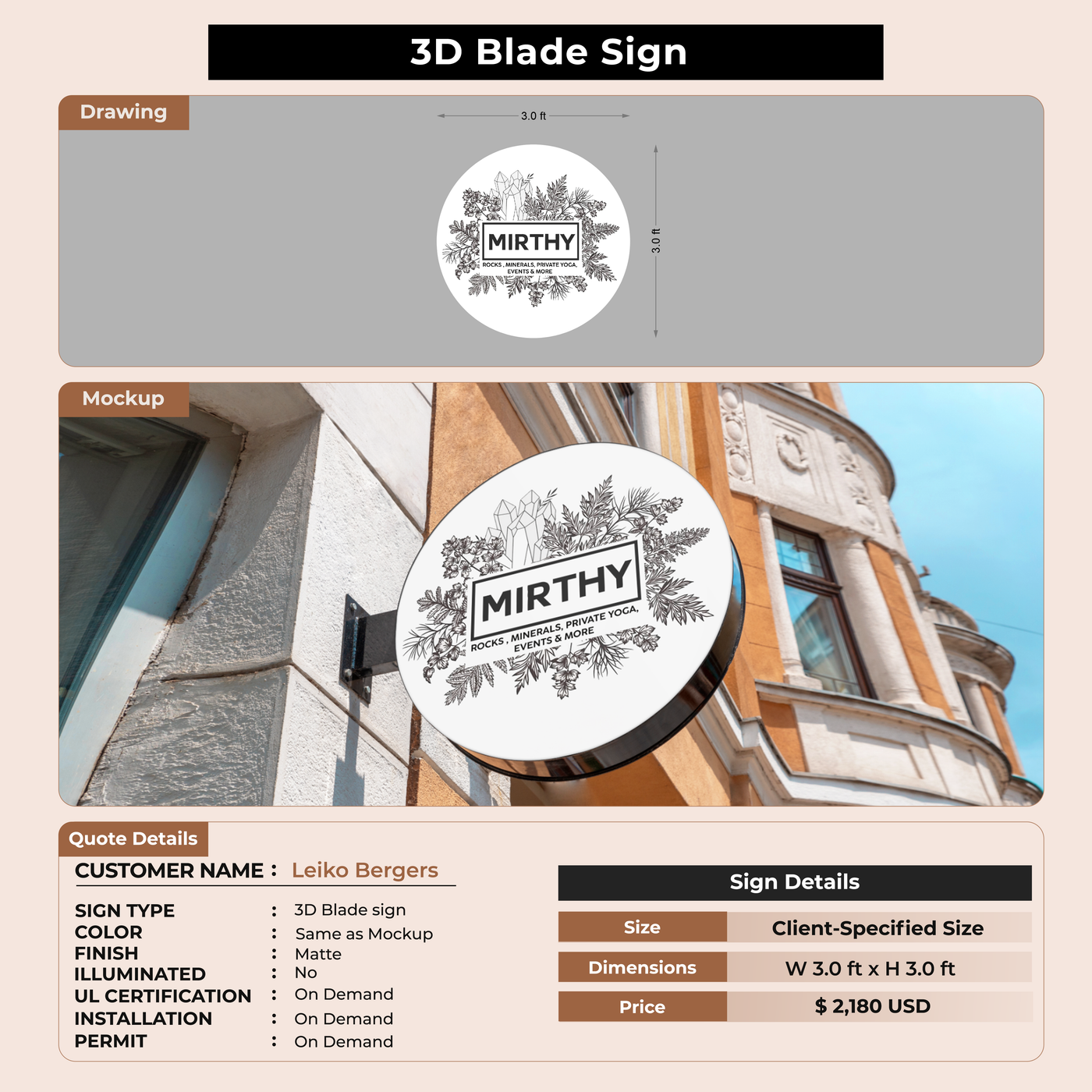 Custom Signs for Leiko Bergers