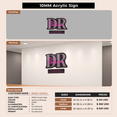 10mm Acrylic Sign for darlyn romero