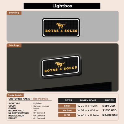 Lightbox Sign for Itzli Pedraza