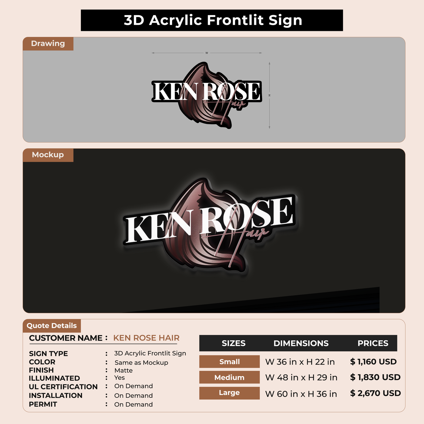 Custom Signs for KEN ROSE HAIR