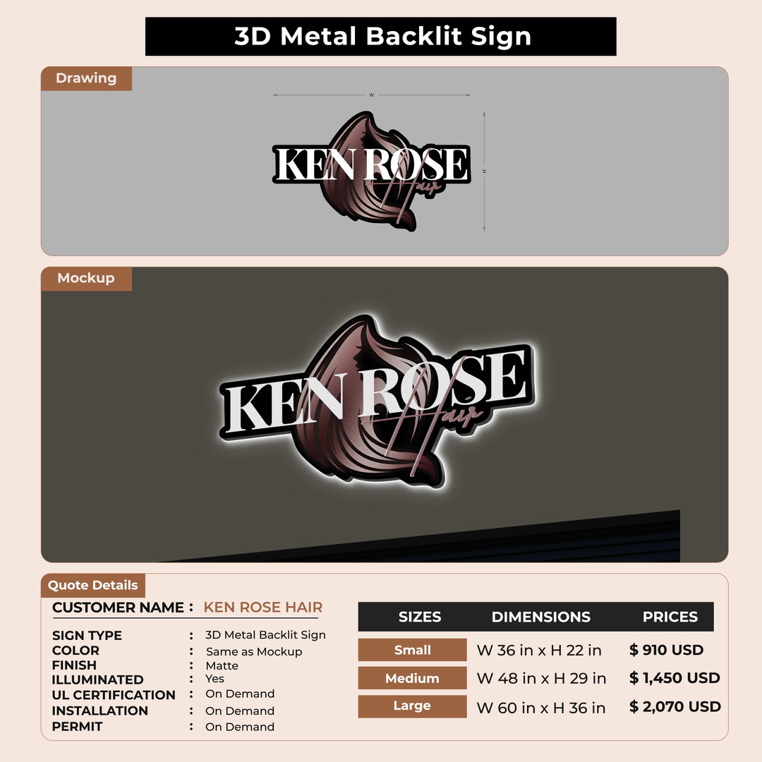Custom Signs for KEN ROSE HAIR
