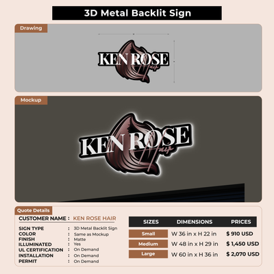 Custom Signs for KEN ROSE HAIR