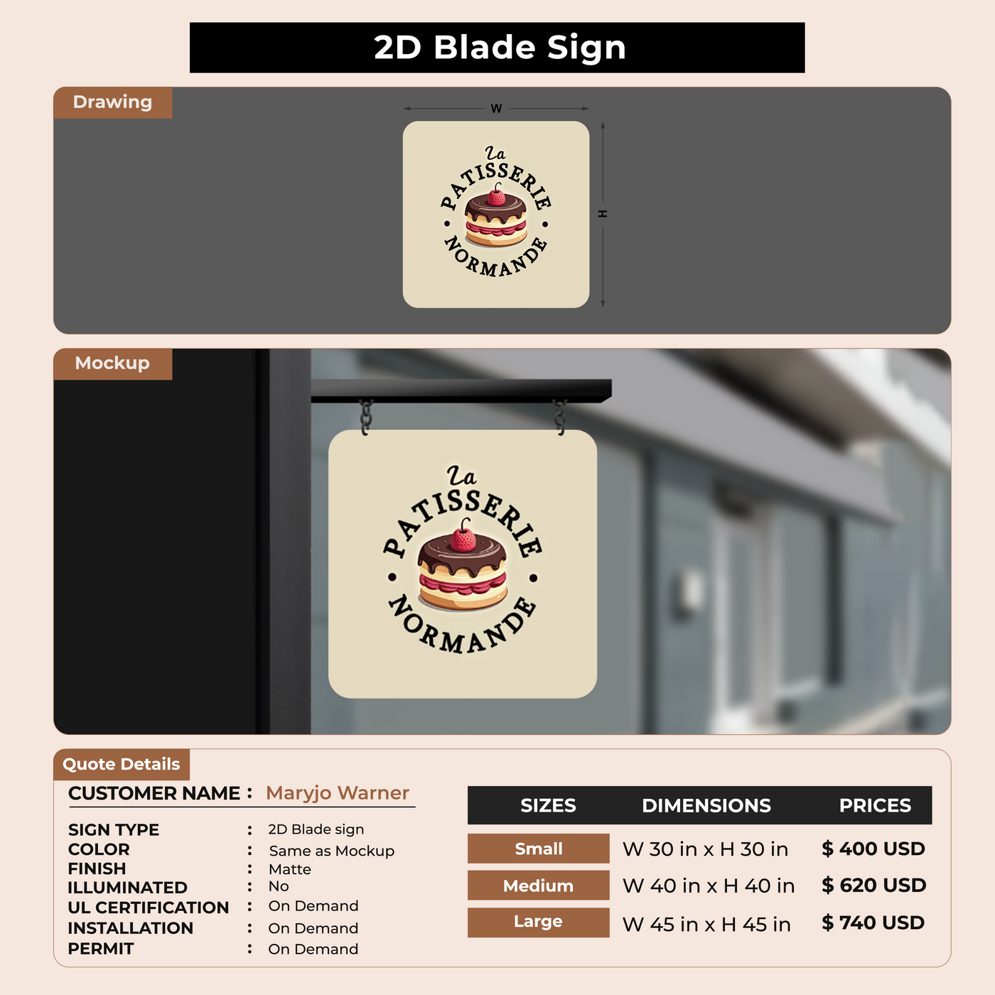 2D Blade Sign For Maryjo Warner