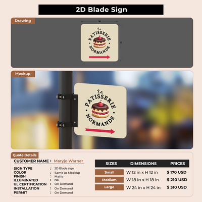 2D Blade Sign For Maryjo Warner