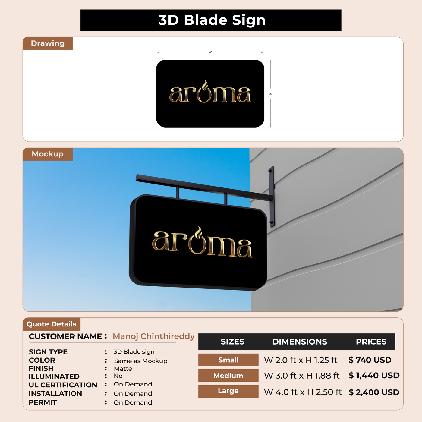 Custom Signs for Manoj Chinthireddy