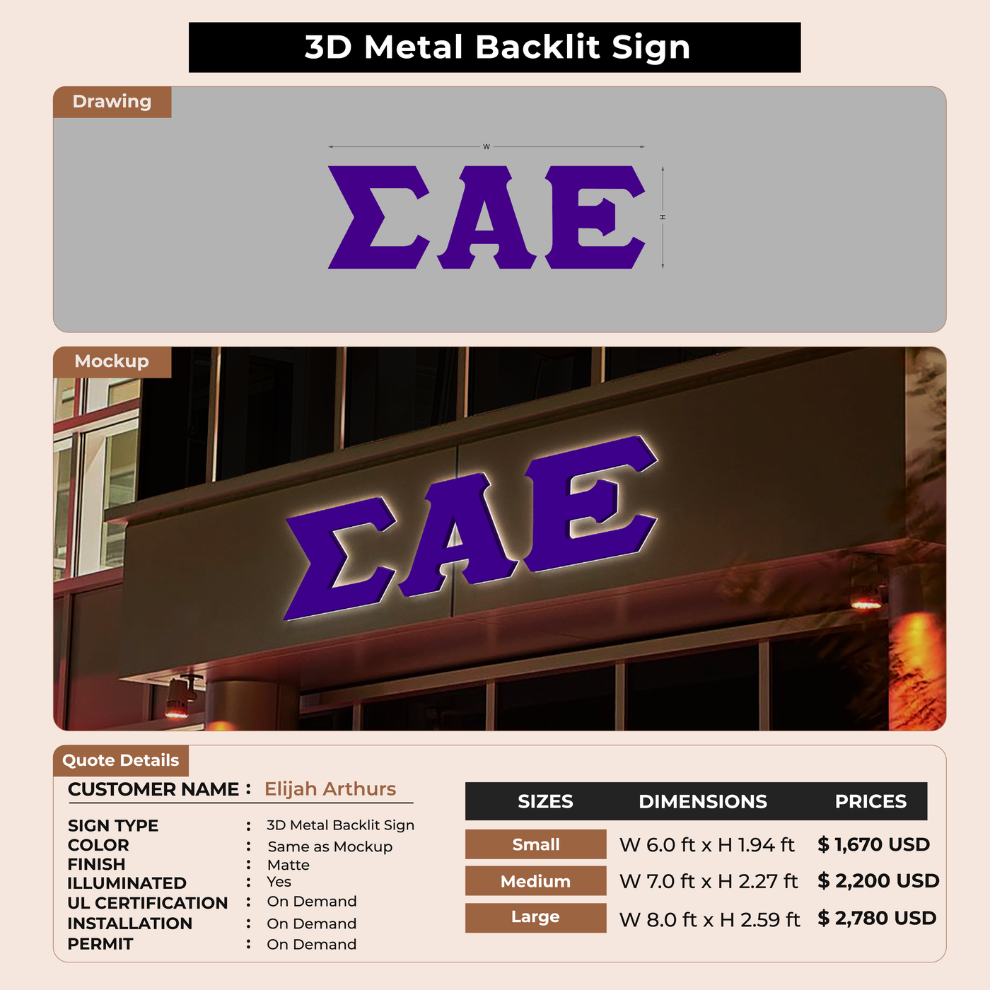 Custom Signs for Elijah Arthurs
