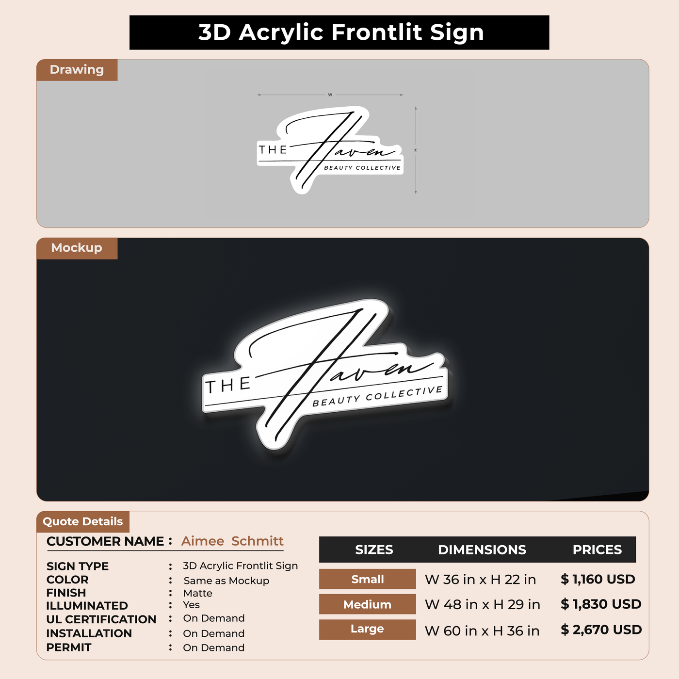 3D Acrylic Frontlit for Aimee  Schmitt