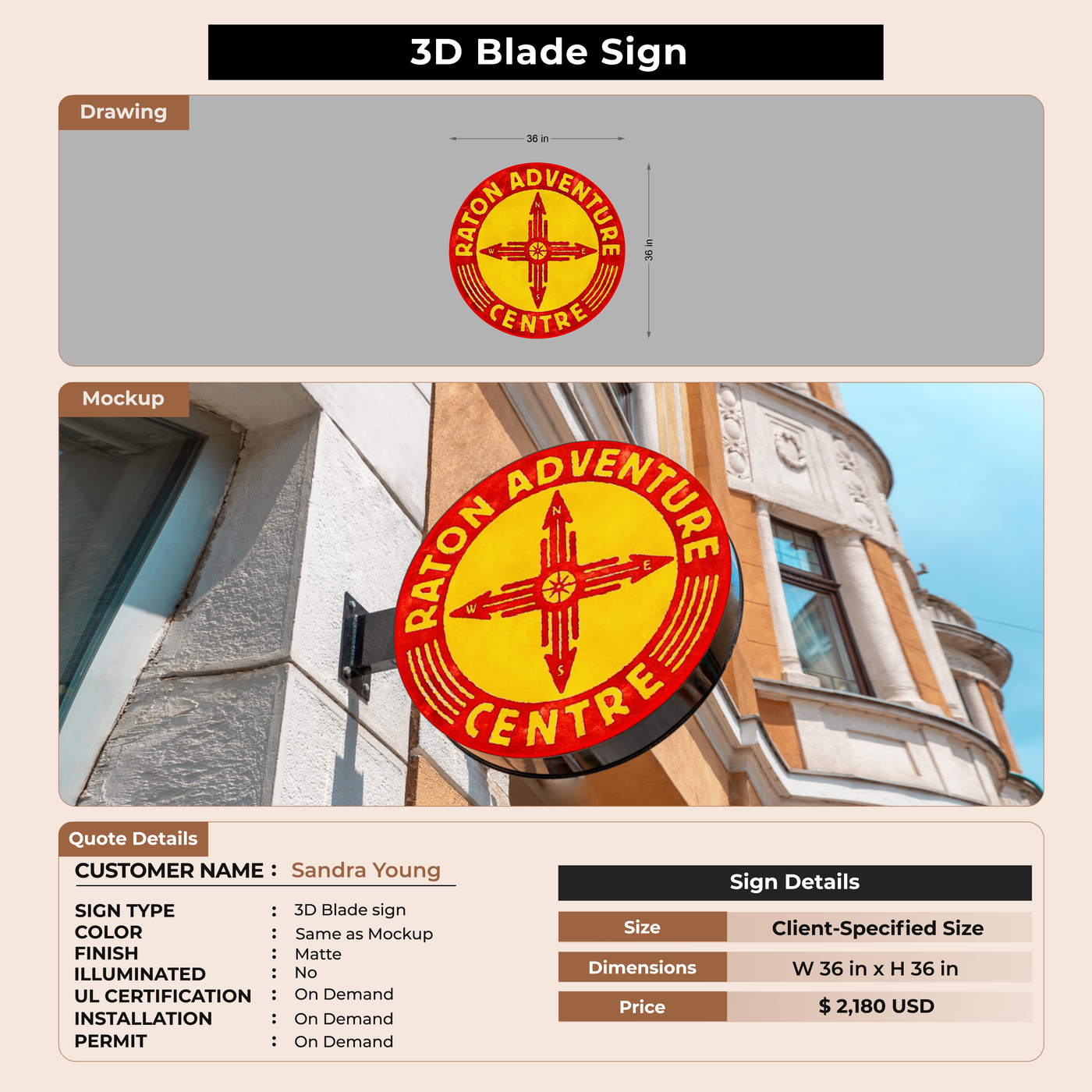3D Blade Sign for Sandra Young