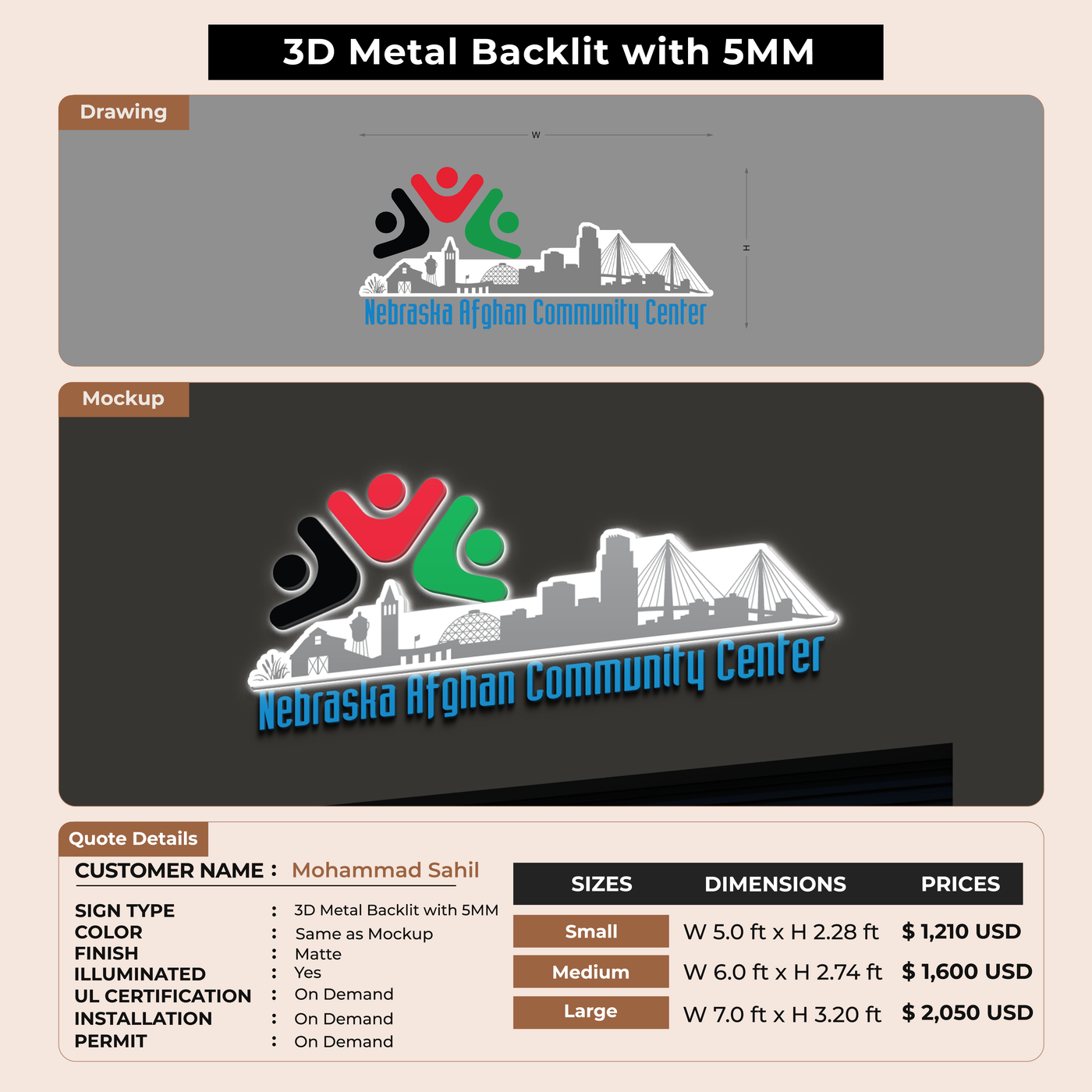 Custom Signs for Mohammad Sahil