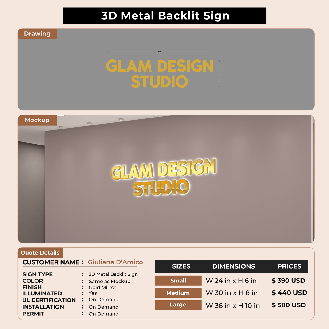 custom Signs for Giuliana D’Amico