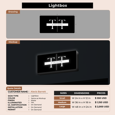 Lightbox Sign for Alexis Barrett