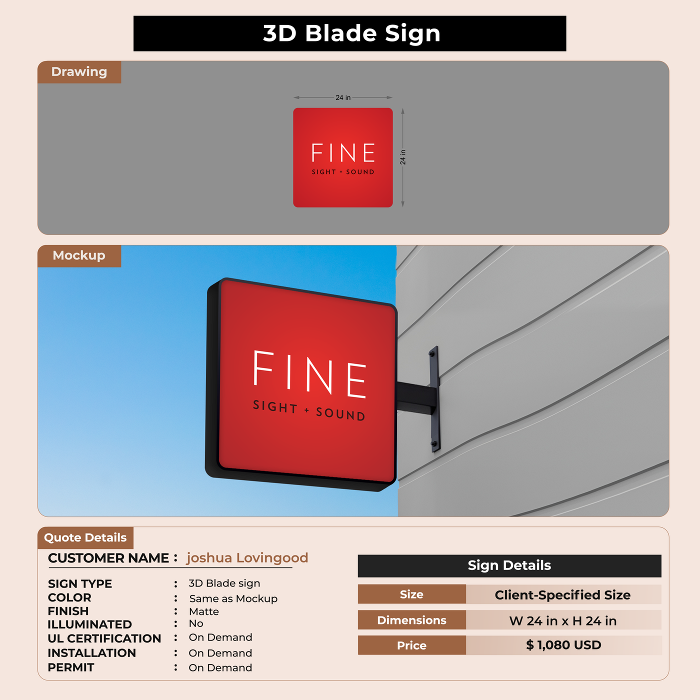 3D Blade Sign for joshua Lovingood
