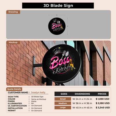 3D Blade Sign for Joselyn kelly