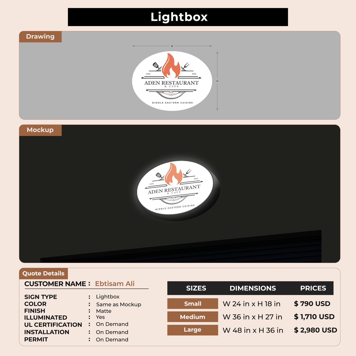 Lightbox Sign For Ebtisam Ali