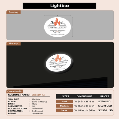 Lightbox Sign For Ebtisam Ali