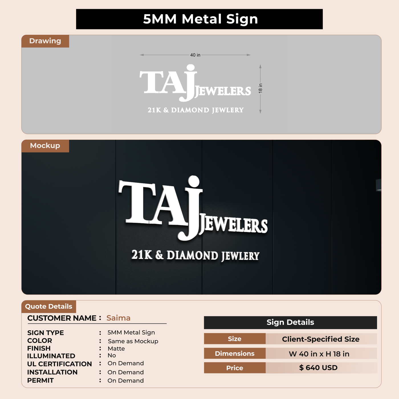 Custom Signs For Saima
