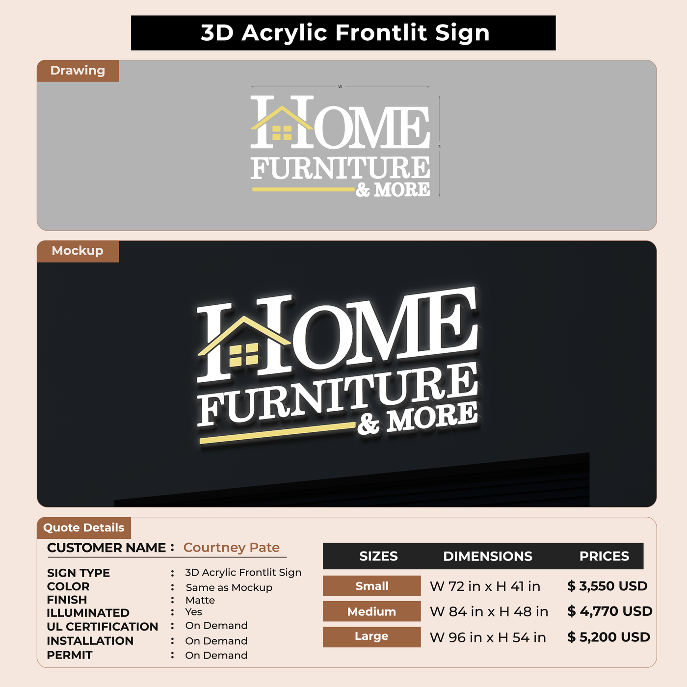 Custom Signs For Courtney Pate