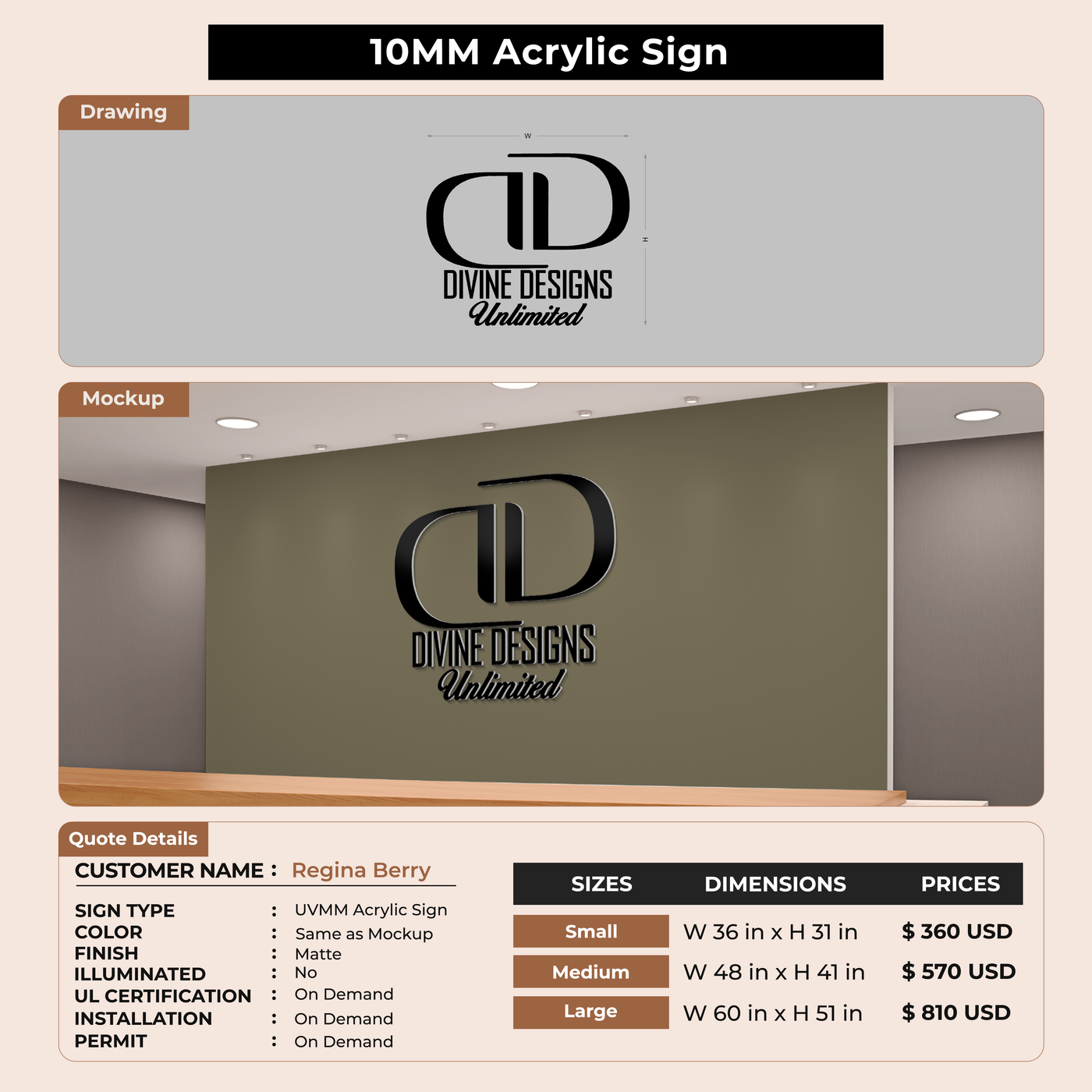 Custom Signs for Regina Berry