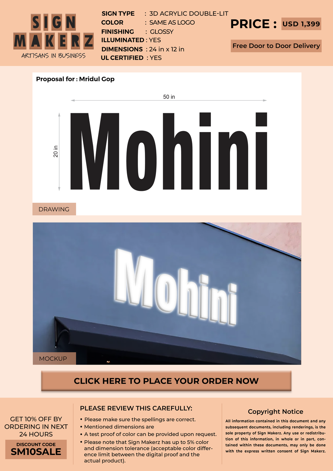 3D Acrylic Double-Lit sign for Mridul Gop
