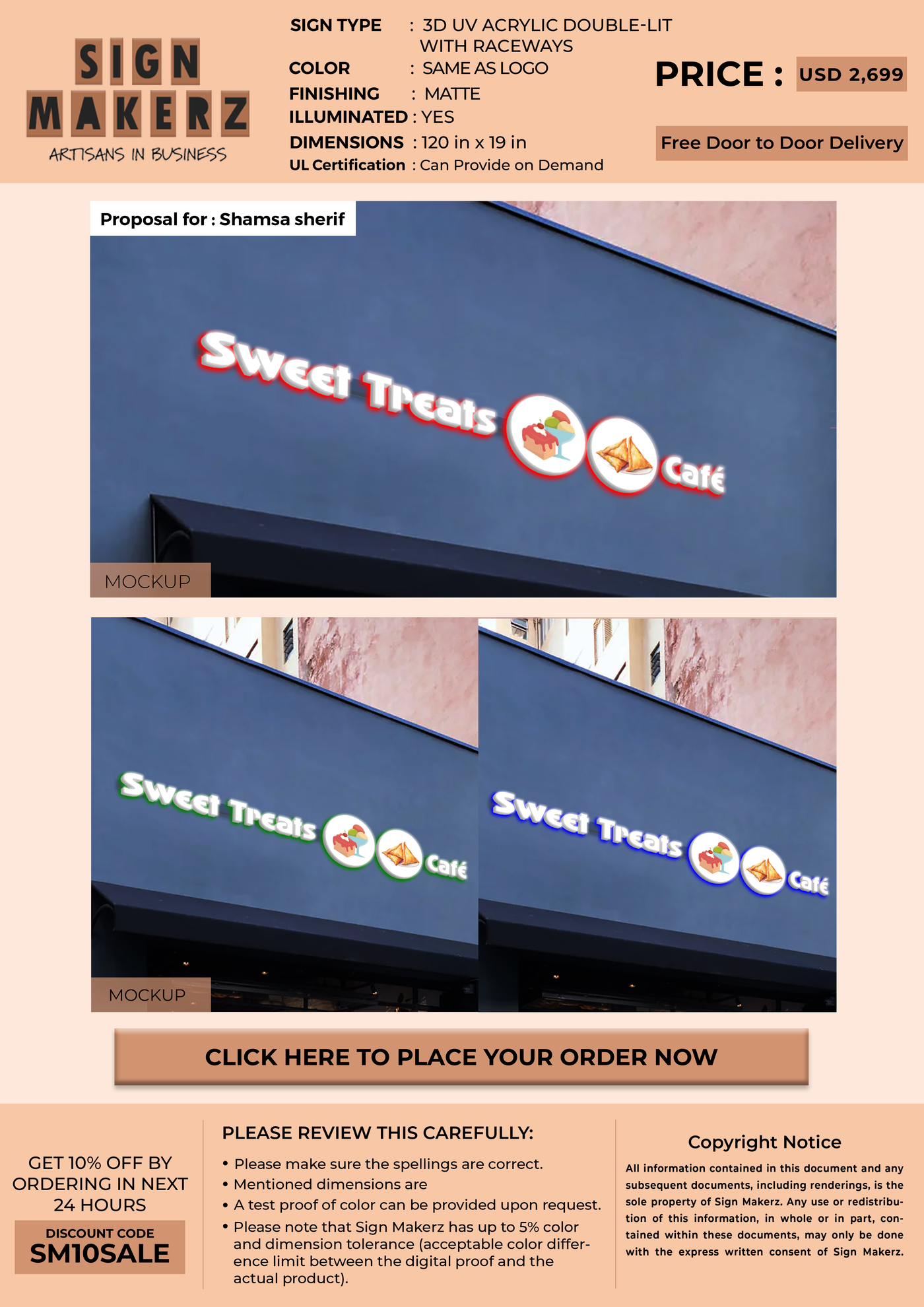 3d acrylic doublelit for Shamsa sherif
