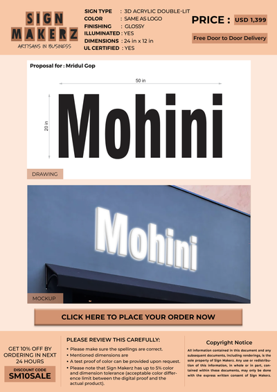 3D Acrylic Double-Lit sign for Mridul Gop