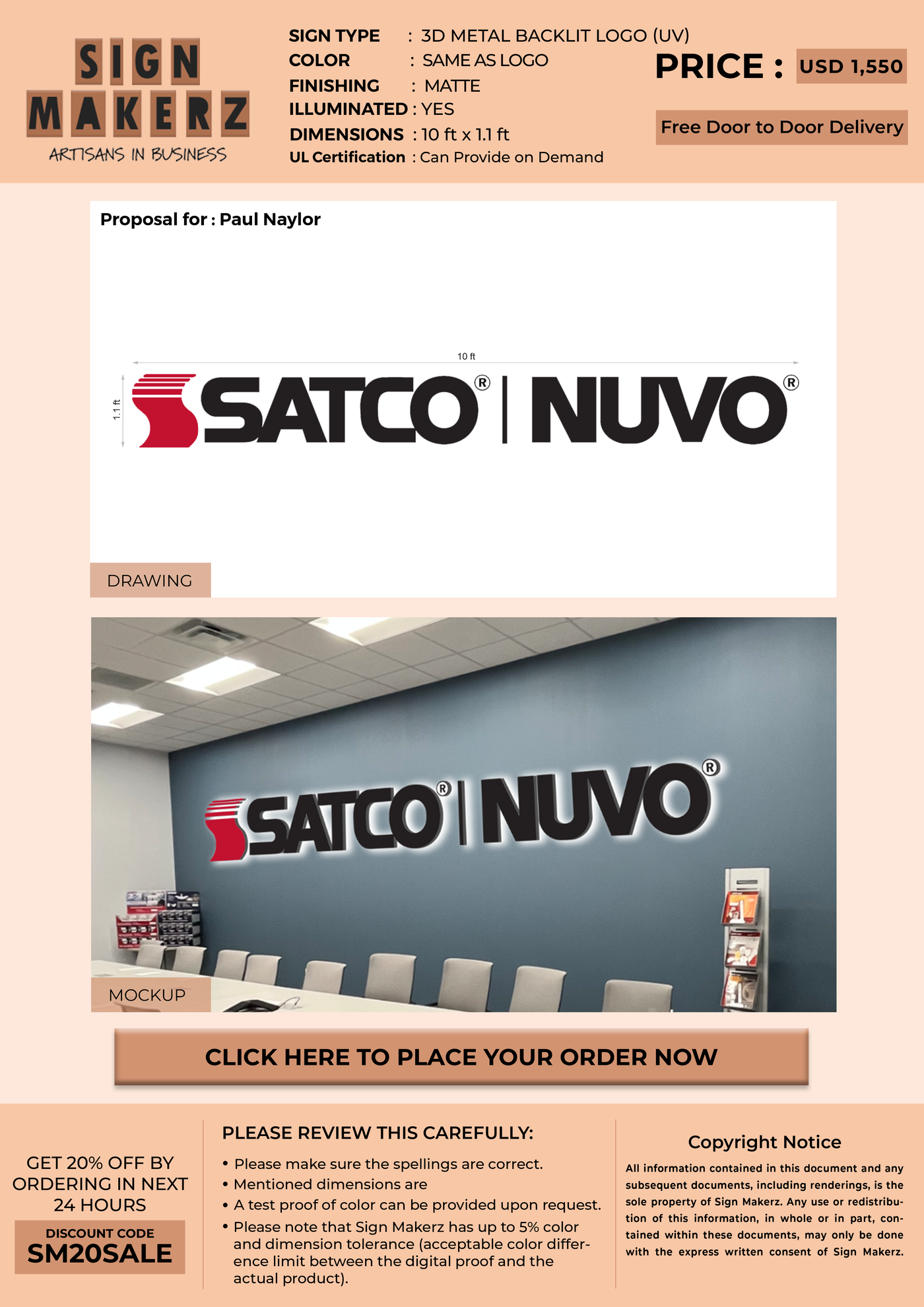 3d metal backlit for Paul Naylor