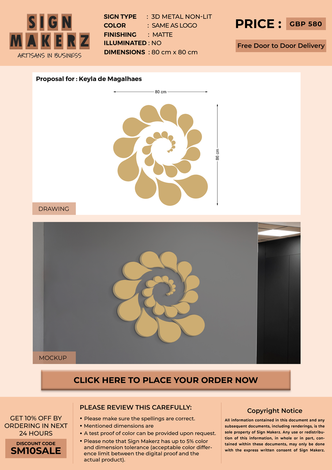 3D Metal Business Signage for Keyla de Magalhaes