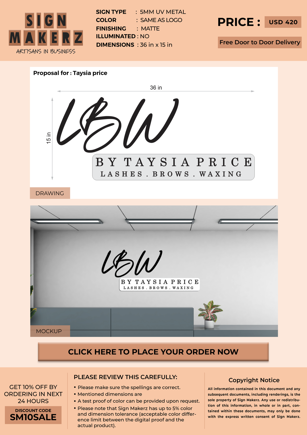 5mm UV Metal Sign for Taysia price