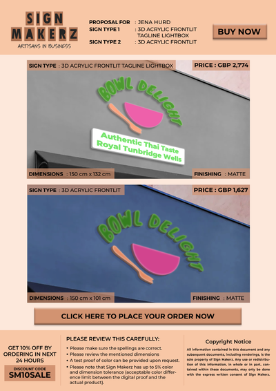 3d acrylic frontlit for Bowl Delight