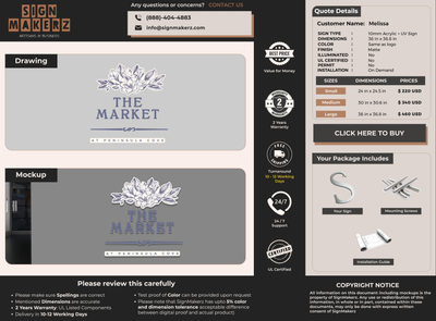Business signage for Melissa