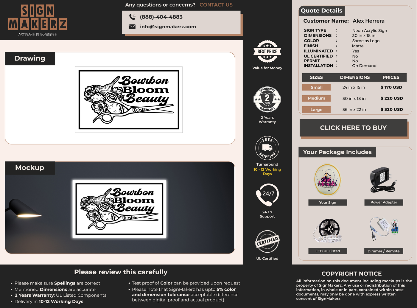 Business signage for Alex Herrera