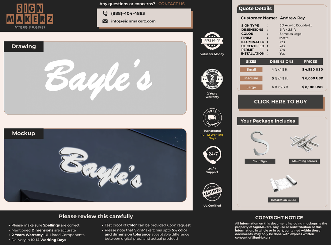 Business signage for Andrew Ray