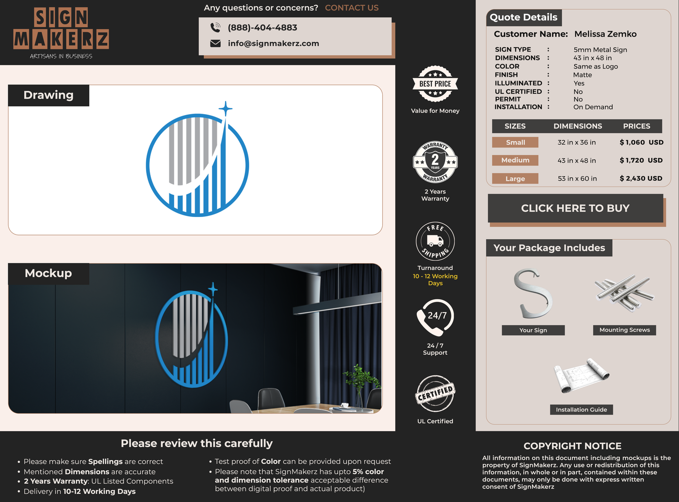 Business signage for Melissa Zemko