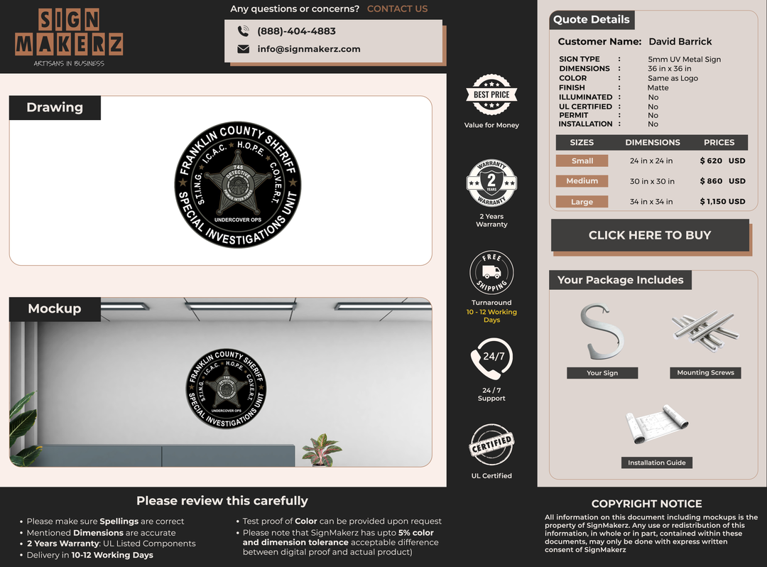 Business signage for David Barrick