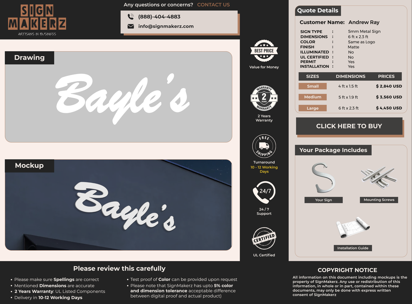 Business signage for Andrew Ray