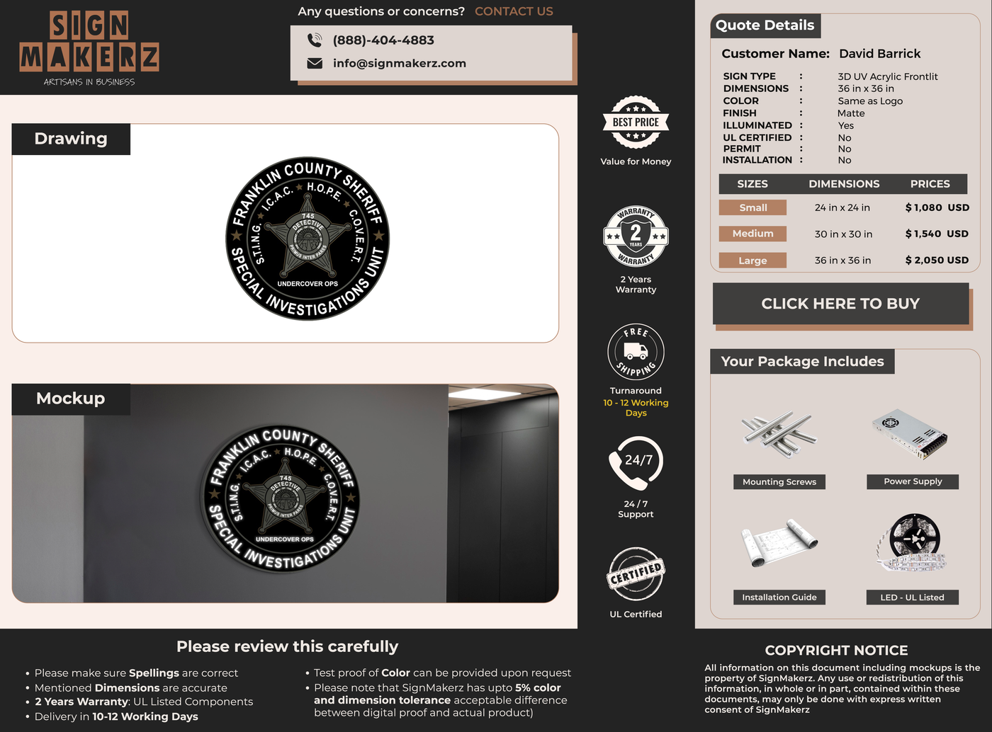 Business signage for David Barrick