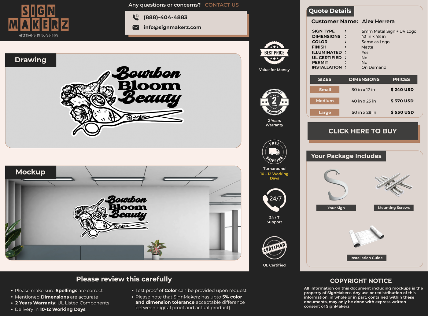 Business signage for Alex Herrera