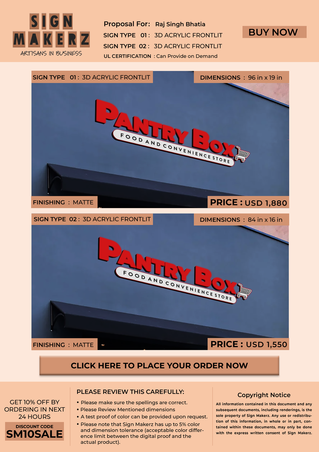 3d acrylic frontlit for raj singh bhatia