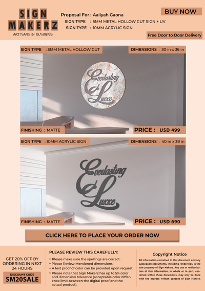 Business Signs for Aaliyah Gaona