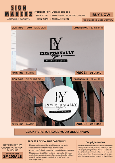 Business signage for Dominique Joe